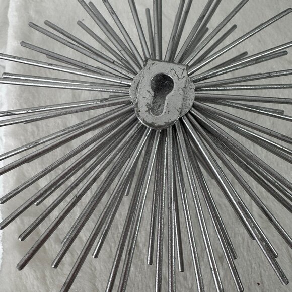 Set Of 3 Silver Sea Urchin Decor Metal Spike Sculptures Wall Burst MCM Style - Picture 5 of 5
